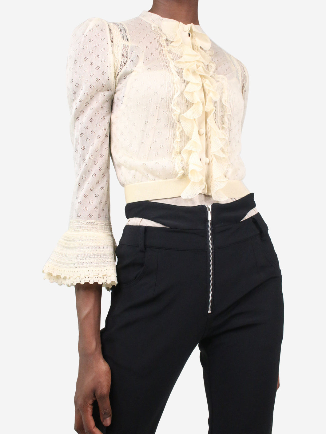 Alexander McQueen pre-owned cream lace frill cardigan | SOTT