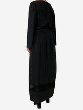 Load image into Gallery viewer, Black silk maxi dress with sheer detailing - size EU 36
