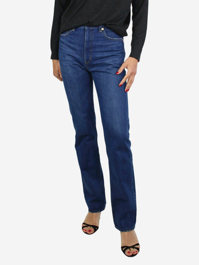 Blue high-rise full-length straight leg jeans - size W26