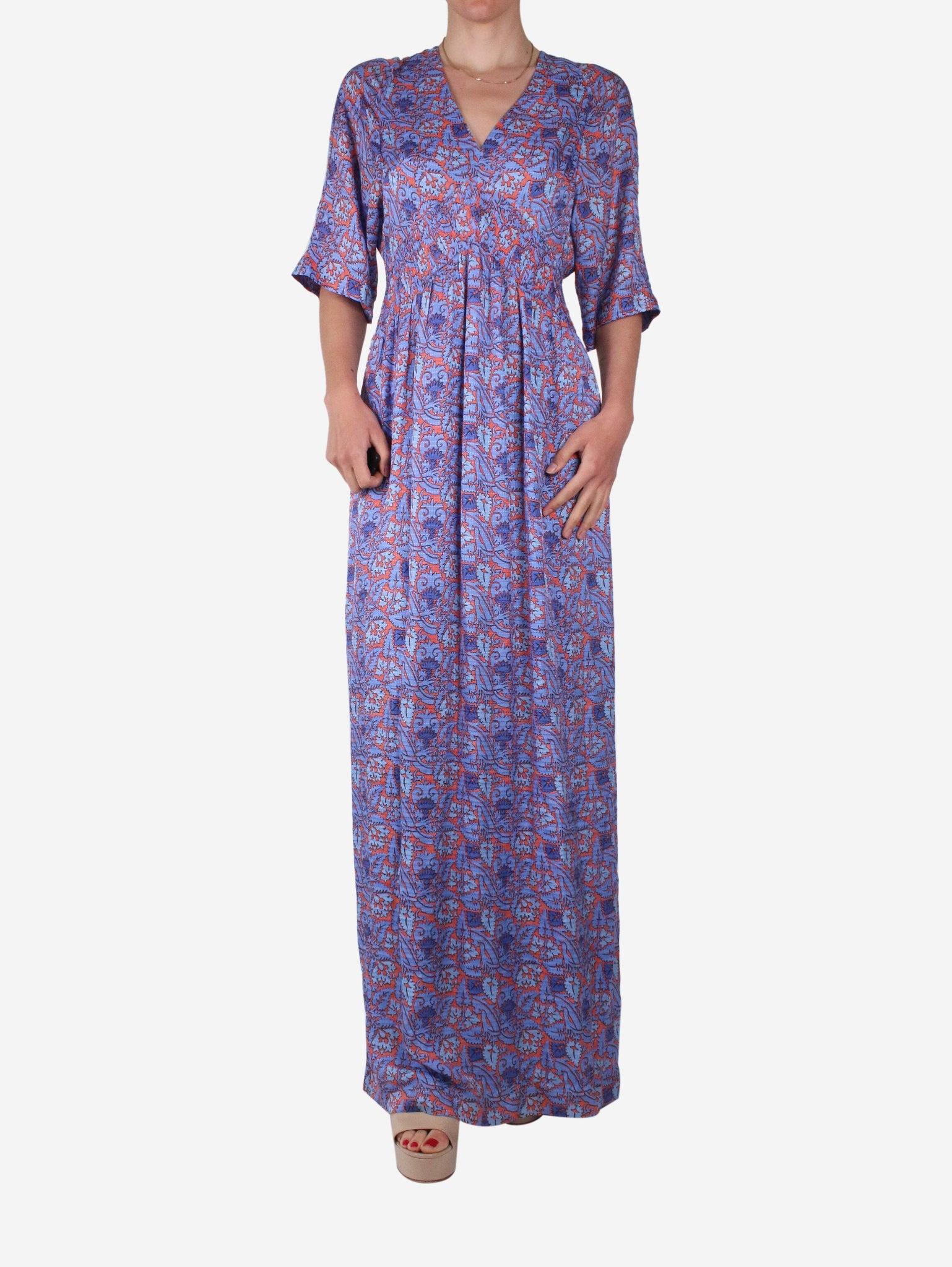 Tory Burch pre-owned blue floral silk-blend printed midi dress | SOTT