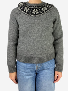 Saint Laurent Grey Intarsia snowflake knitwear - size M