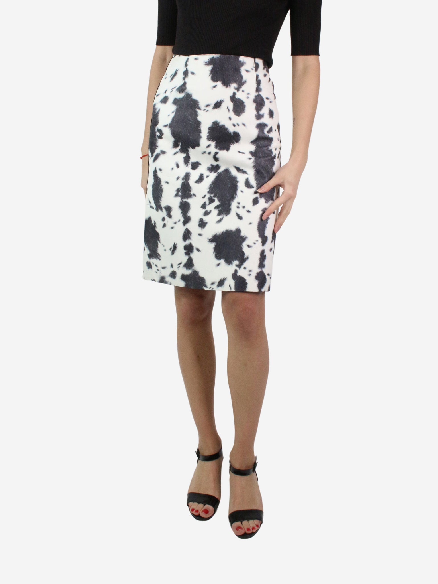 Burberry Prorsum pre-owned white cow print leather skirt | SOTT