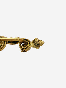 Chanel Gold long pin brooch with pearl detailing