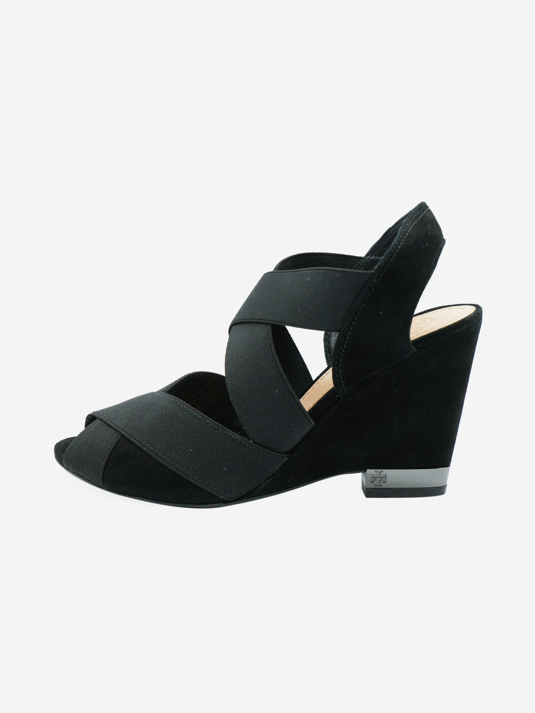Black Tory Burch pre-owned elasticated lancaster suede wedge | SOTT