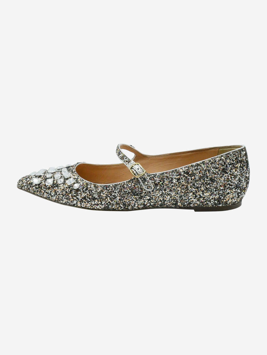 J Crew Pre Owned Sparkly Bejewelled Pointed Toe Flat Shoes Sott