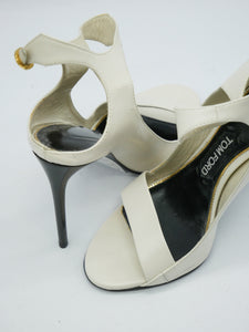 White pre-owned Tom Ford sandal heels with adjustable strap | SOTT