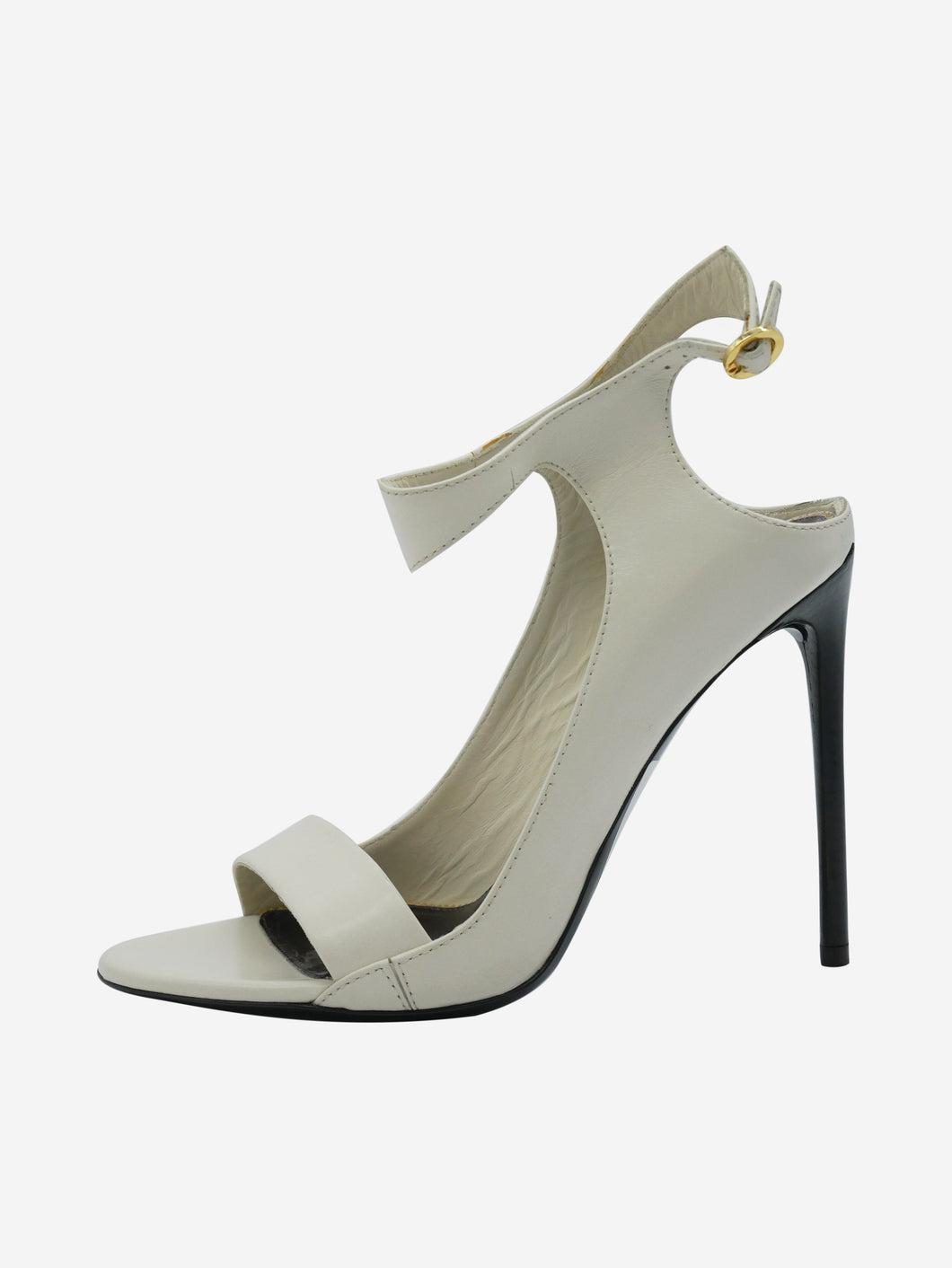 White pre-owned Tom Ford sandal heels with adjustable strap | SOTT