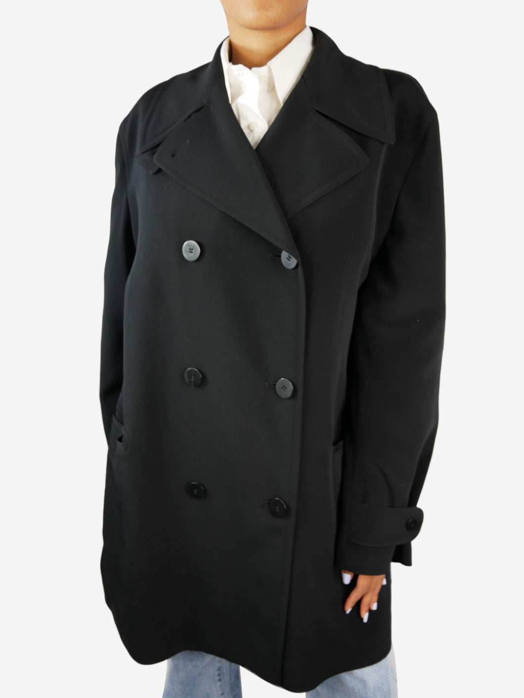 black button up coat