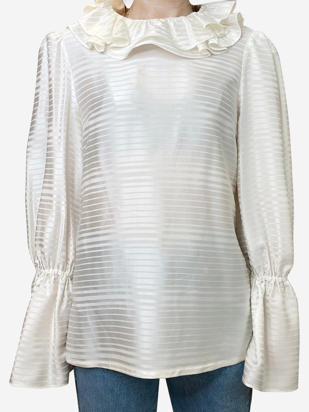 Tory Burch pre-owned cream ruffle sleeve and collar blouse | SOTT