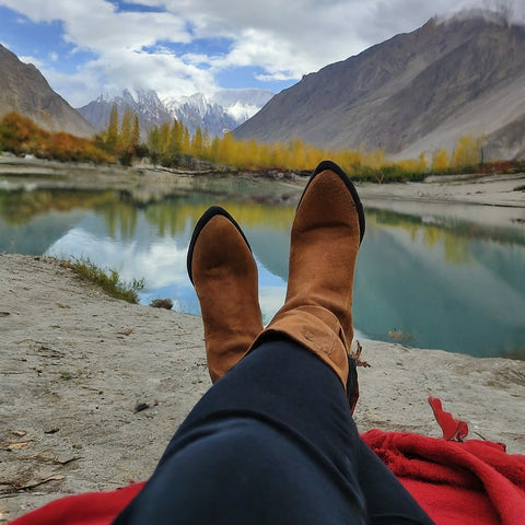 Ankle boots for lady to keep your feet warm in hilly and snowy areas | Tour guide by AFRAZ