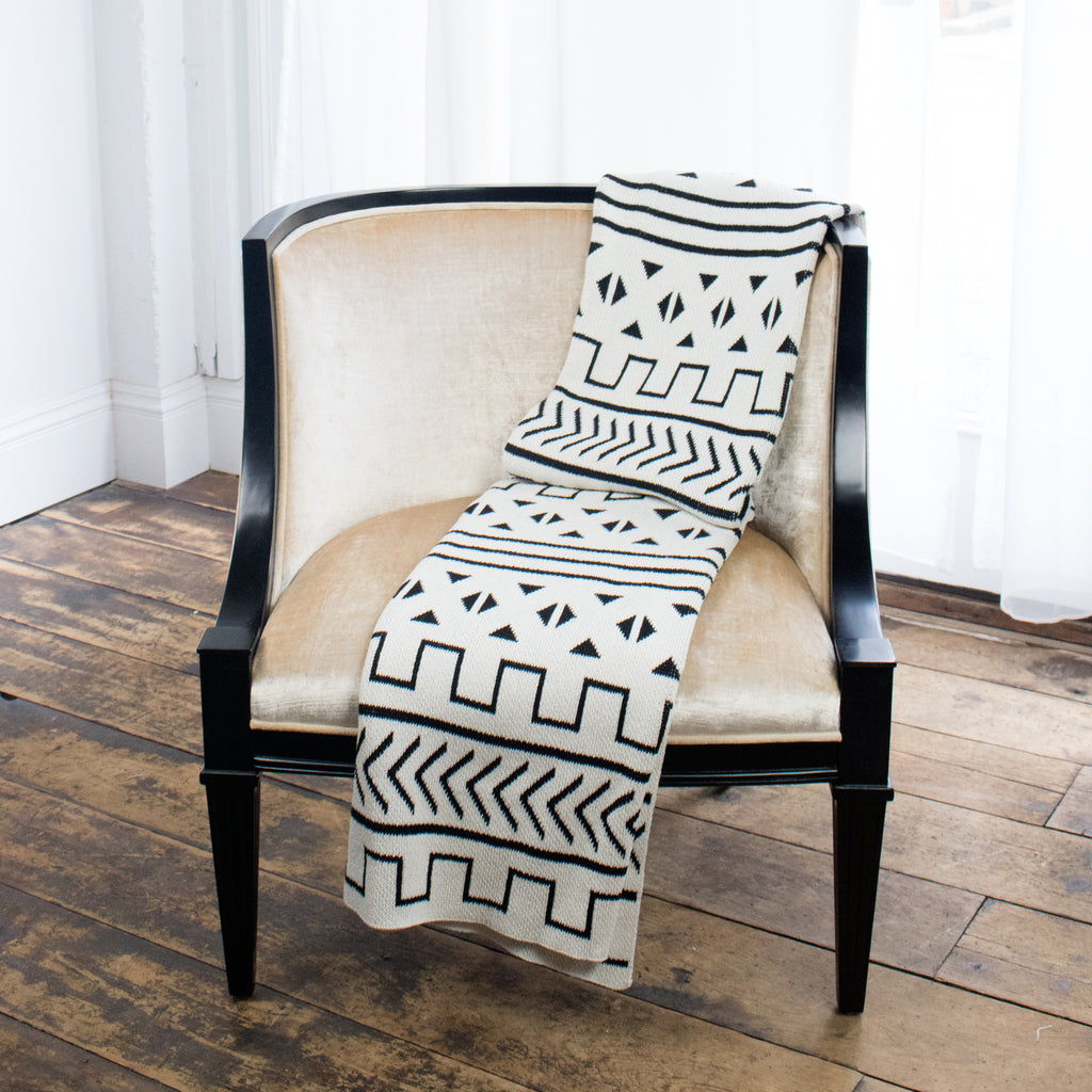 Mali Throw Blanket - Blanc | Geometric Home Decor | Savannah Hayes