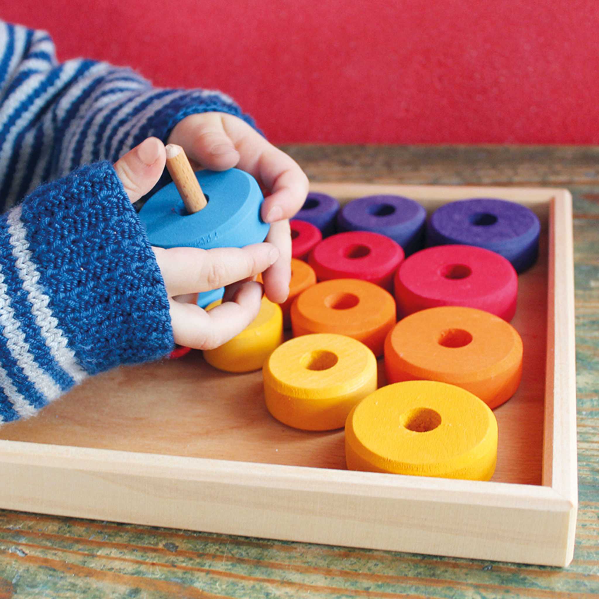 Grimm's Large Wooden Threading Game Buttons