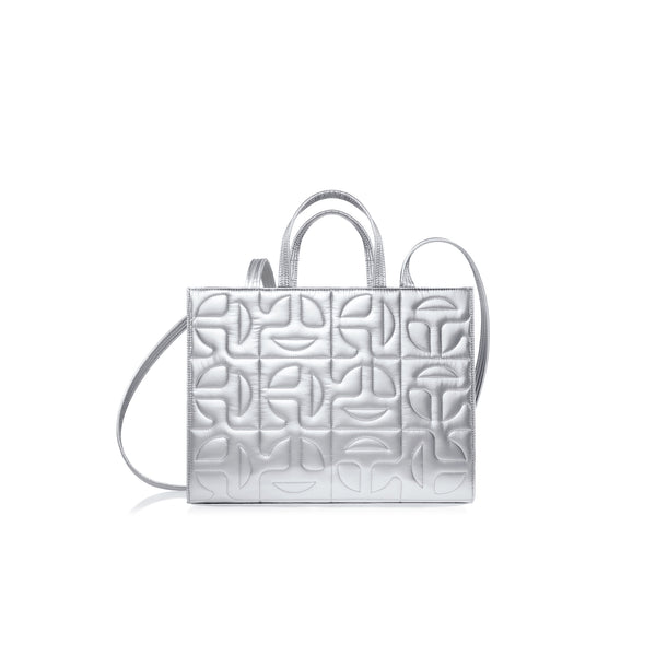 Moose Knuckles x Telfar Quilted Small Shopper - Silver – shop.telfar