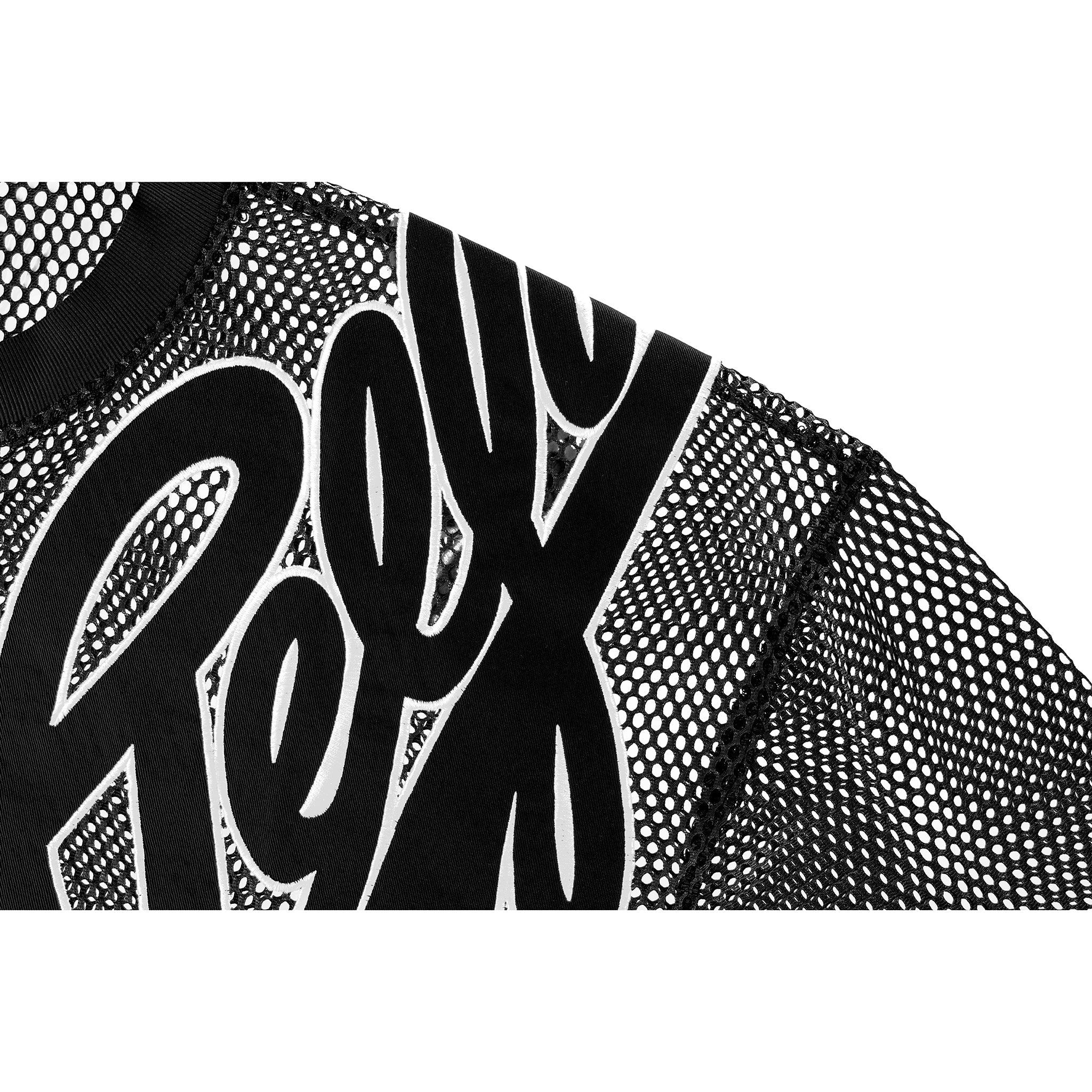 Mesh Cropped Box Ringer T - Black