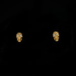 Gold Skull Earrings with Diamond Eyes
