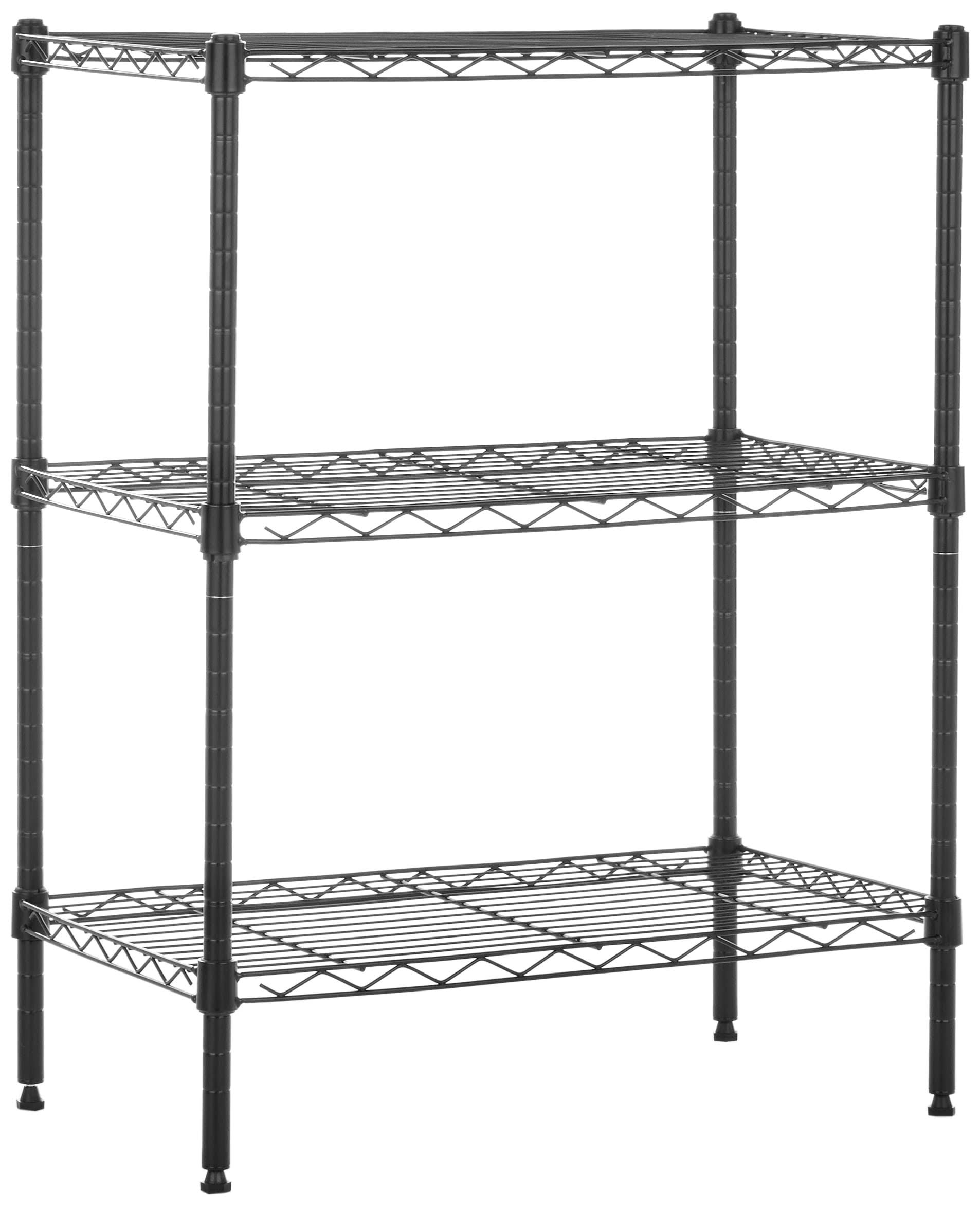 AmazonBasics 3-Shelf Adjustable, Heavy Duty Storage Shelving Unit, Steel Organizer Wire Rack, Black