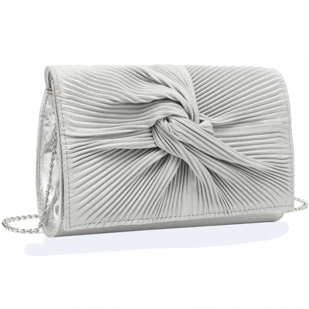 Geanta clutch pentru dama, eleganta de seara, din piele PU si material textil, Miss Lulu LH2252