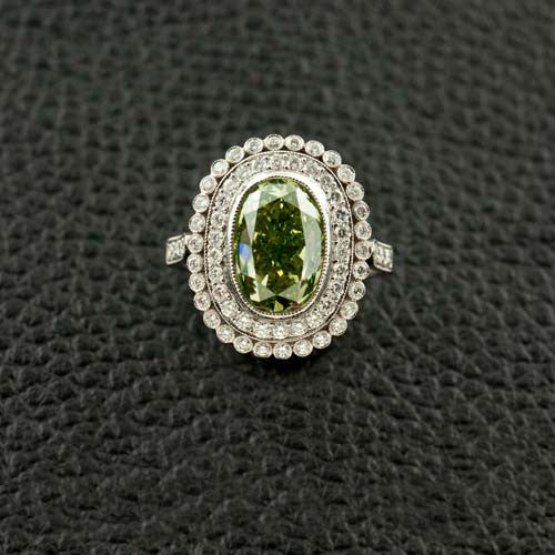 Rare Natural Green Diamond Ring