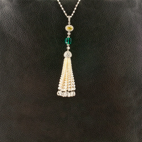 Diamond, Emerald & Pearl Tassel Necklace – CRAIGER DRAKE DESIGNS®