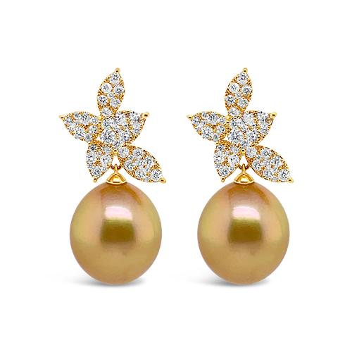 Golden Pearl & Diamond Earrings – CRAIGER DRAKE DESIGNS®