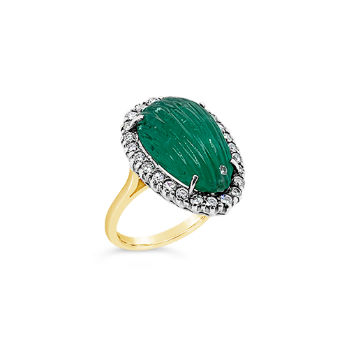 Melon cut Emerald & Diamond Estate Ring – CRAIGER DRAKE DESIGNS®