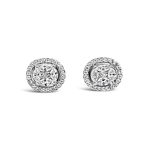 Diamond Earrings with a Halo