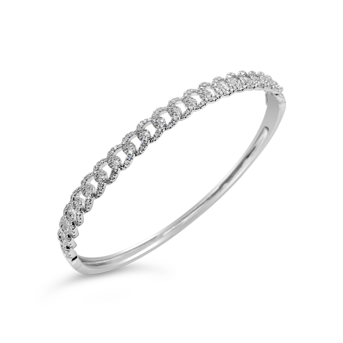 Diamond Link Design Bangle Bracelet