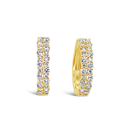 Double Row Diamond Hoop Earrings