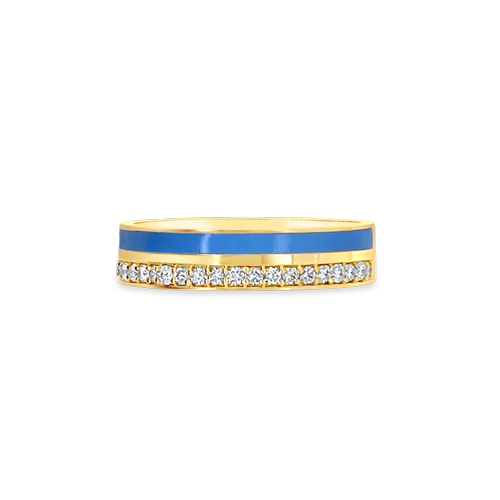 Diamond & Blue Enamel Band Ring