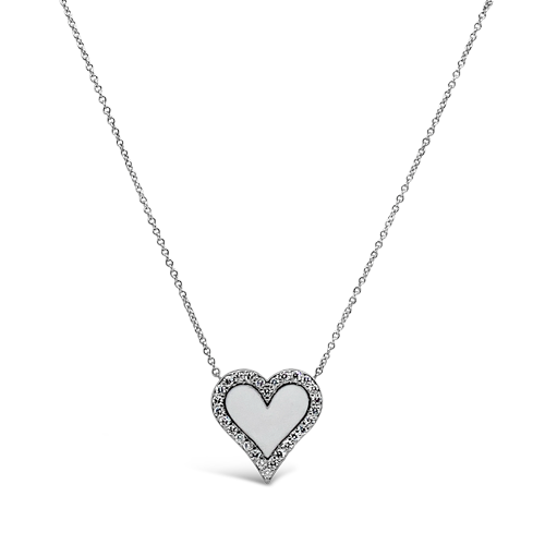 Diamond & Pink Enamel Heart Pendant