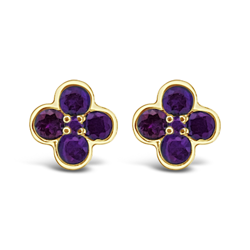 Amethyst Clover Design Earrings