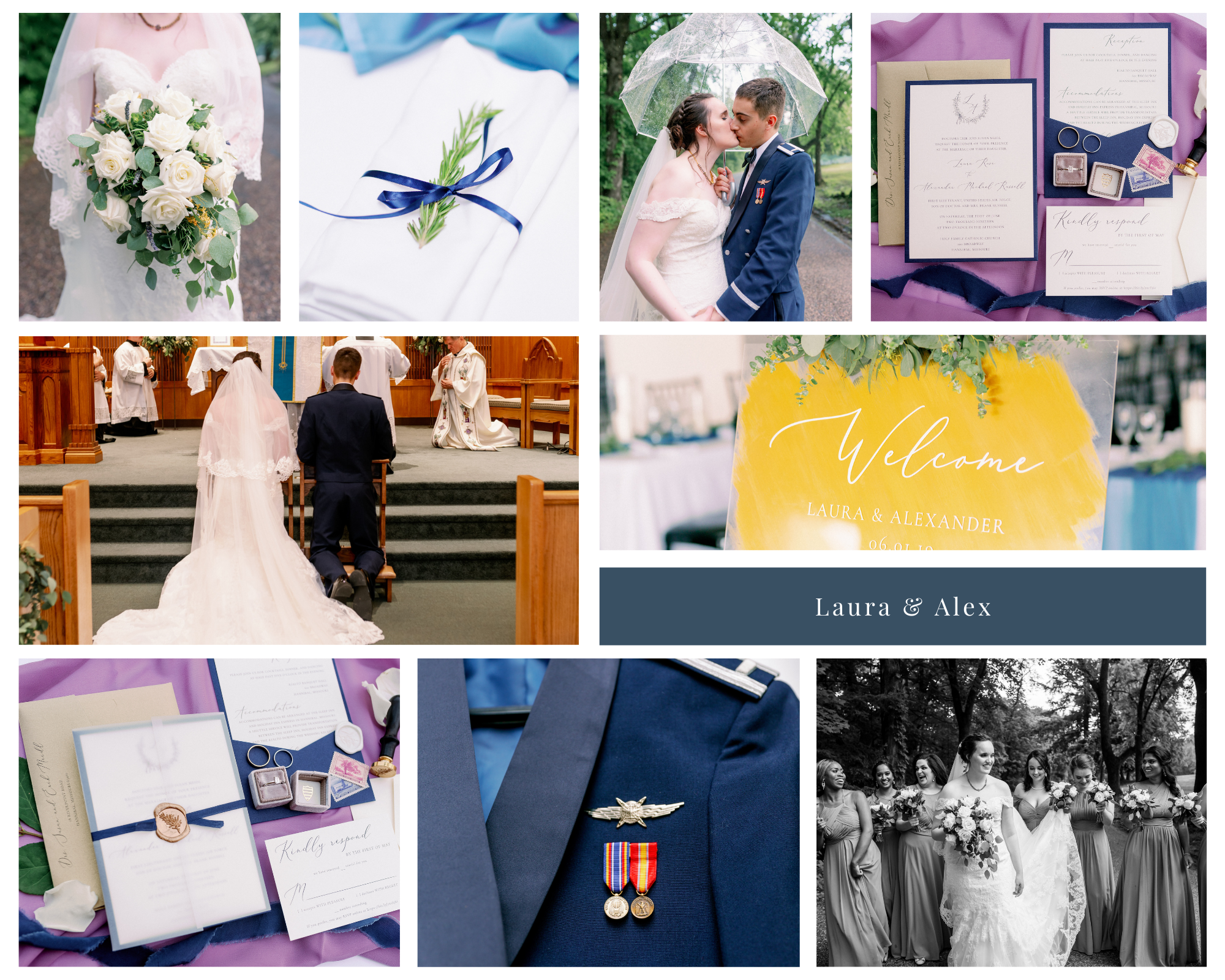 Black tie formal navy wedding purple gold and blue