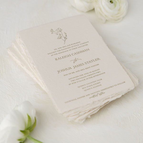 letterpress wedding invitations on handmade paper