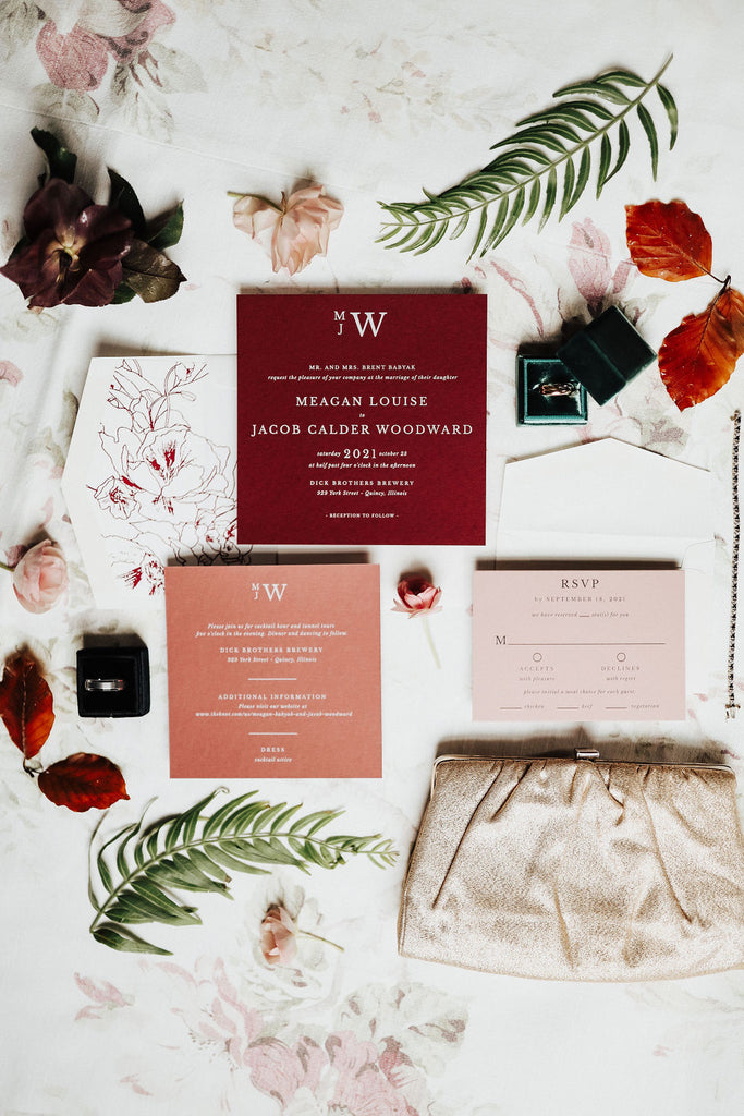 modern square wedding invitation for an elegant wedding