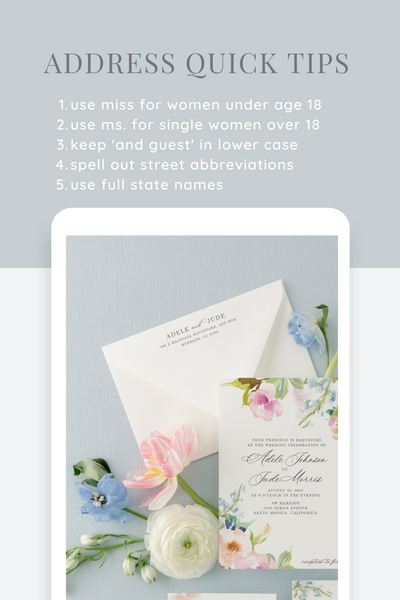 quick tips for addressing your wedding invitations Miss Ms. Mrs. spelling out addresses