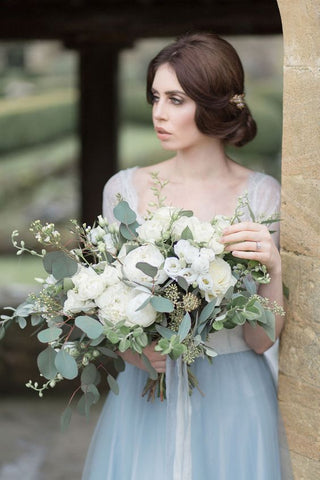 greenery dusty blue wedding
