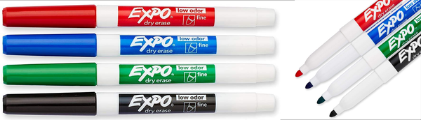 Expo Whiteboard Marker Fine Tip Pack of 4 Assorted Colours