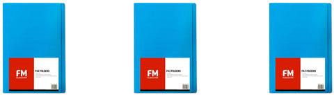 FM Manilla Folder Foolscap with Paper Fastener Blue Pack of 50