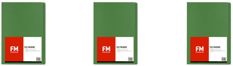 FM Manilla Folder Foolscap with Paper Fastener Green Pack of 50