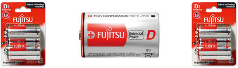 Fujitsu Batteries D Universal Power Alkaline 2 Pack [1.5 Volt]