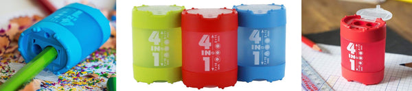 KUM 4-in-1 Pencil Sharpener 4-in-1 with Container 7-11mm Assorted Colours