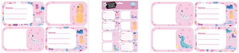 Spencil Self Adhesive Book Labels Doodle Dogs Pack of 16