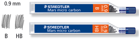 Staedtler Mechanical Pencil Leads Refill 0.9mm Mars Micro Tube of 12 [B, HB]