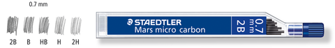 Staedtler Mechanical Pencil Leads 0.7 mm Mars Micro [2B, B, HB, H, 2H] Shades