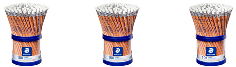Staedtler Natural 2B Pencil Eraser Tip Class Pack of 100