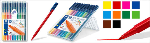 Staedtler Triplus Fibre-Tip Felt Pen Triangular Wallet of 10