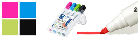 Staedtler Whiteboard Marker 351 WP4-1 Lumocolor Bullet Tip Pack of 4 Assorted