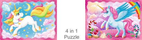 Trefl Premium Puzzle 4 in 1 Unicorn and Magic