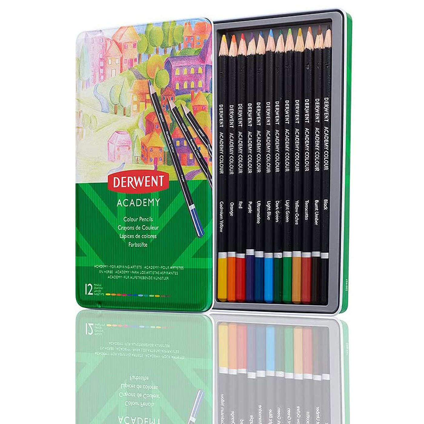 Derwent Academy Premium Coloured Pencils Tin of 12 Shades – School Depot NZ
