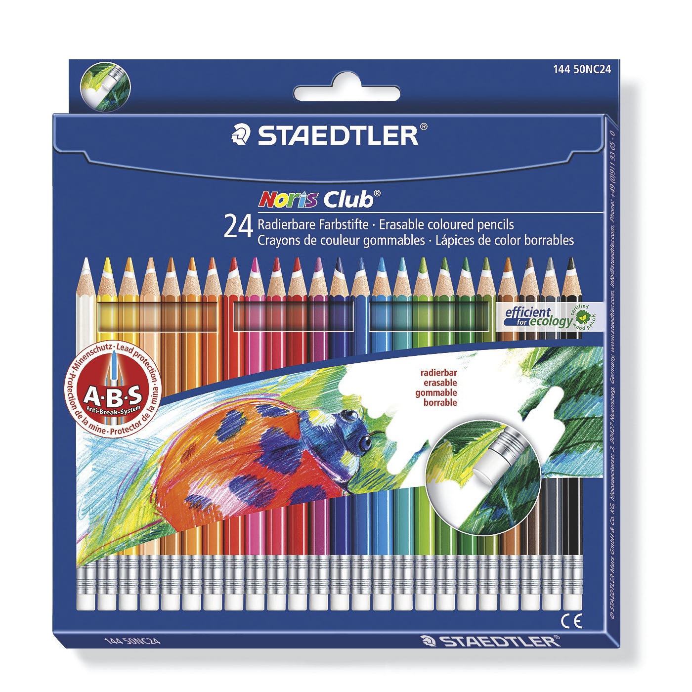 Staedtler Erasable Coloured Pencil with Eraser Tip Noris Club 24 Shade